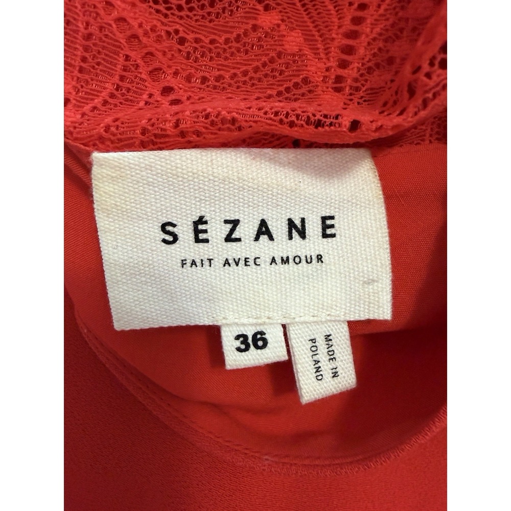 Sézane Red Lace Back Dress Quiet Luxury French Chic Coquette Elegant 36 Sm - Picture 12 of 16
